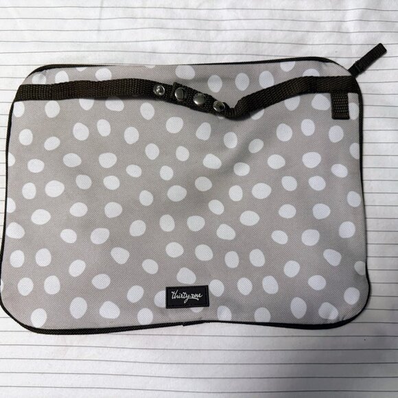 Thirty One Lotsa Dot Taupe Carry All Pocket A Tote Zipper Bag Utility Tote - Picture 1 of 2